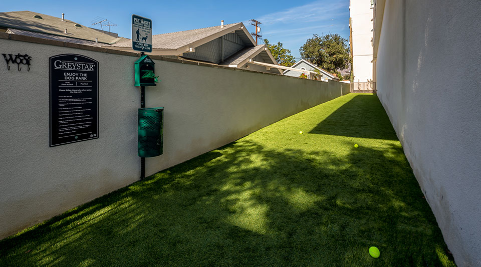 Apartments for Rent in Glendale - ONYX Glendale Fenced-in Outdoor Dog Park with Grass Turf